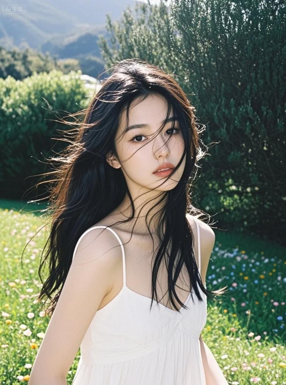 她的发丝化作流光，每一缕都承载着一个微小的愿望。