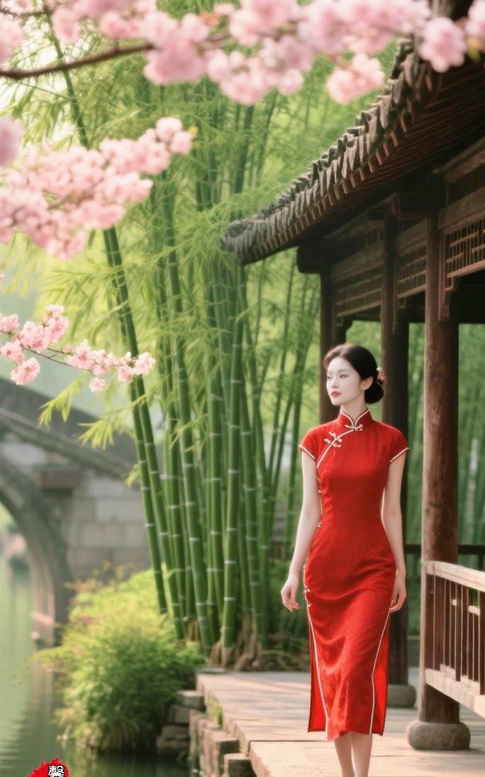 竹韵清风
水岸浮香日正东，
竹轩信步少人同。
风扶玉蕊飘思绪，
…………请友续尾