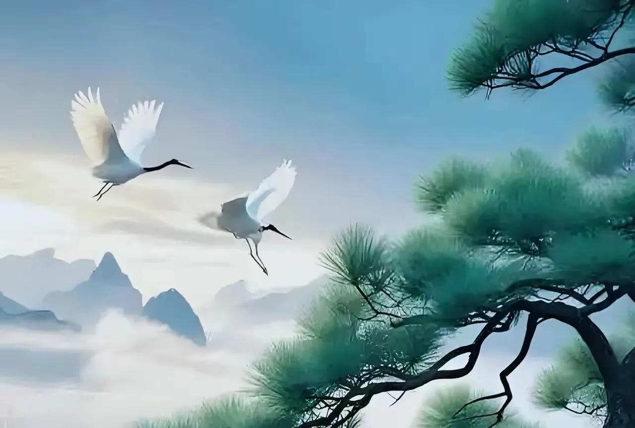鹤向青松飞
松鹤同光辉！