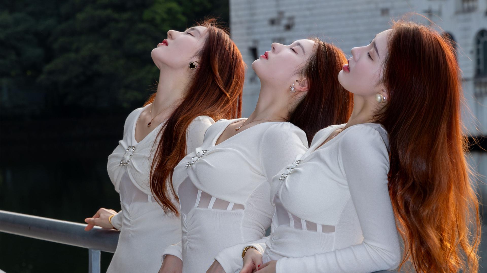 三位闺蜜同穿修身长裙，你觉得谁更加有气质？