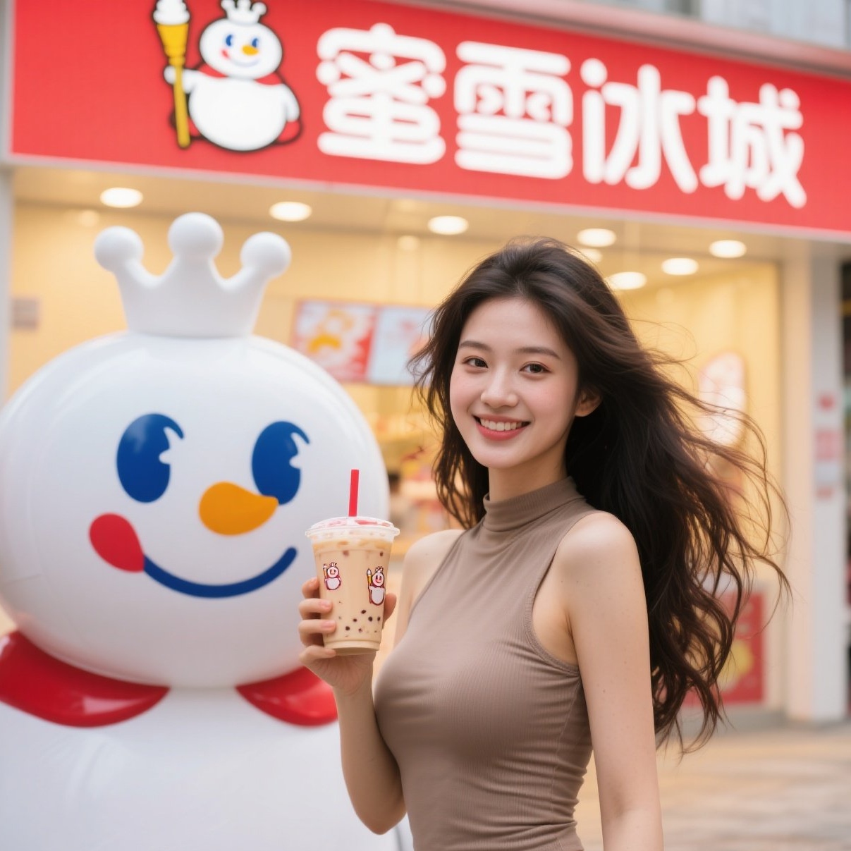 喝蜜雪的美女，是不是甜度刚好？