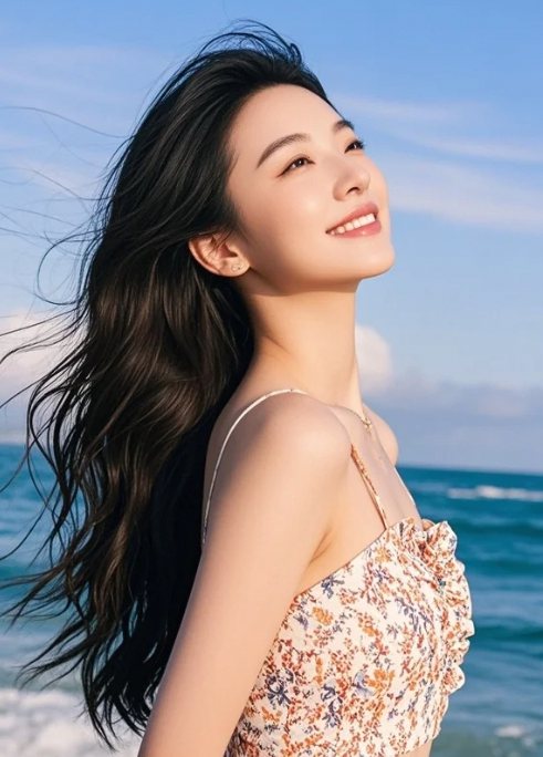 小姐姐一笑，连风都跟着轻快了起来！