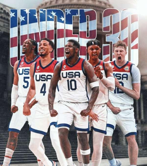 ESPN列2028年奥运会，美国男篮阵容：
后卫：杰伦威、哈利伯顿
前锋：华子、