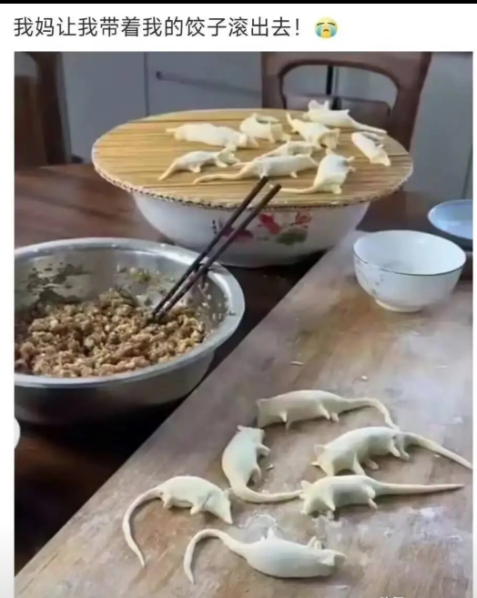 别说，明知道是饺子馅儿，还是挺膈应的...