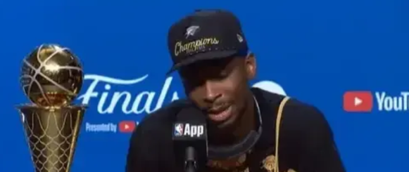 NBA总决赛G7雷霆103-91战胜步行者亚历山大接受记者采访发言值得让人为他点