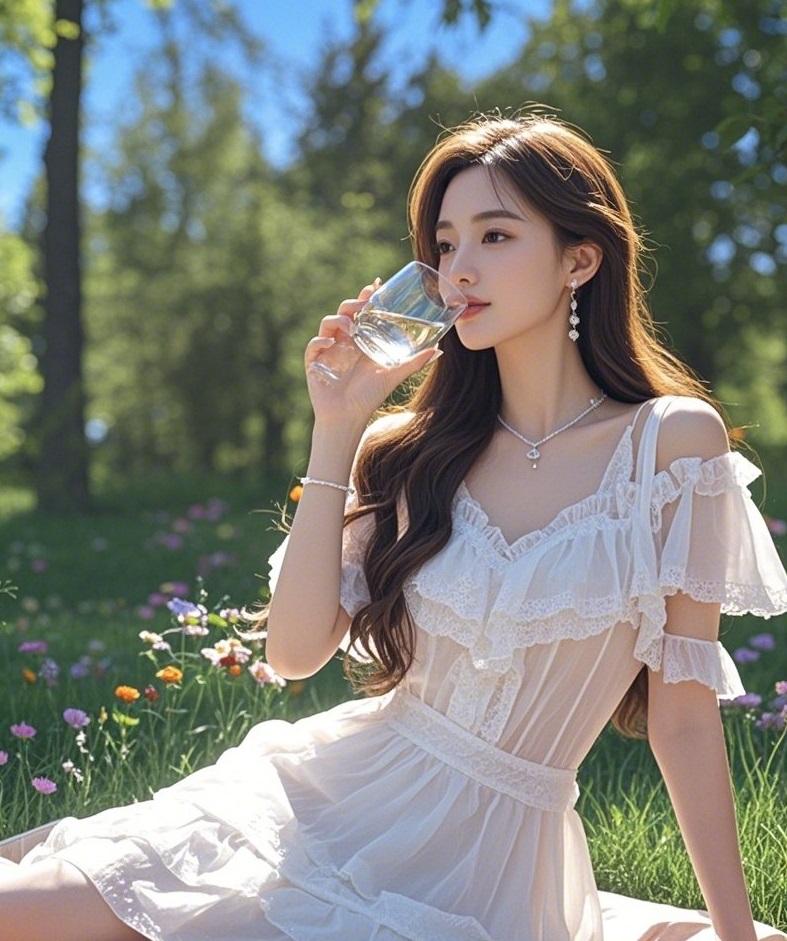 纯白连衣裙仙女本仙 回眸一笑直男心都化了