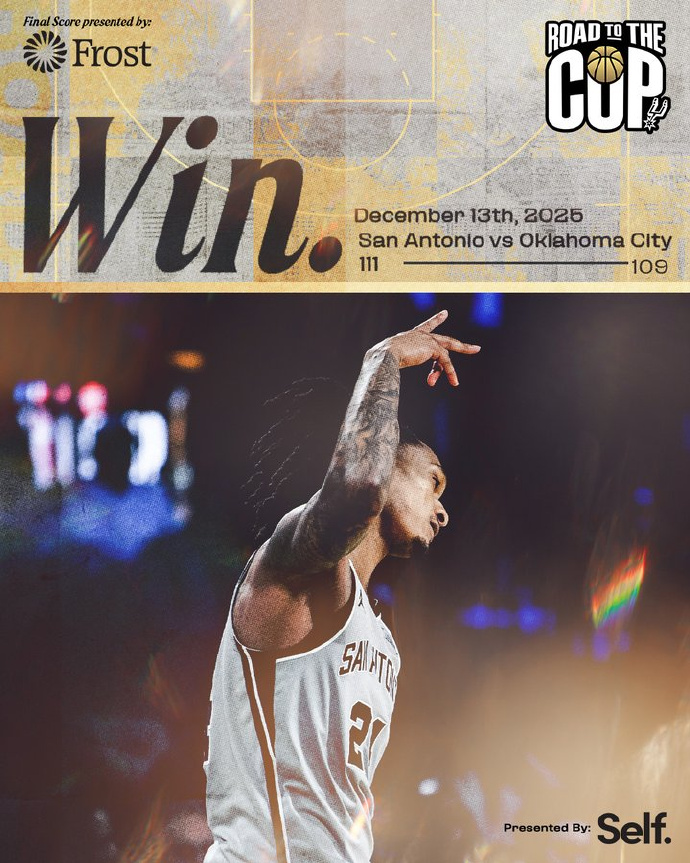 马到功成！#马刺终结雷霆16连胜# 
时隔12场比赛，
文班亚马复出，
在场20