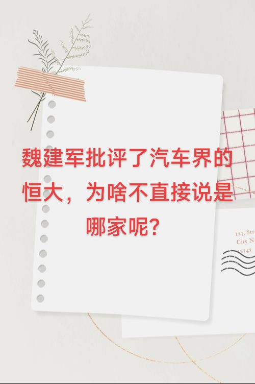 魏建军批评了汽车界的恒大，为啥不直接说是哪家呢？