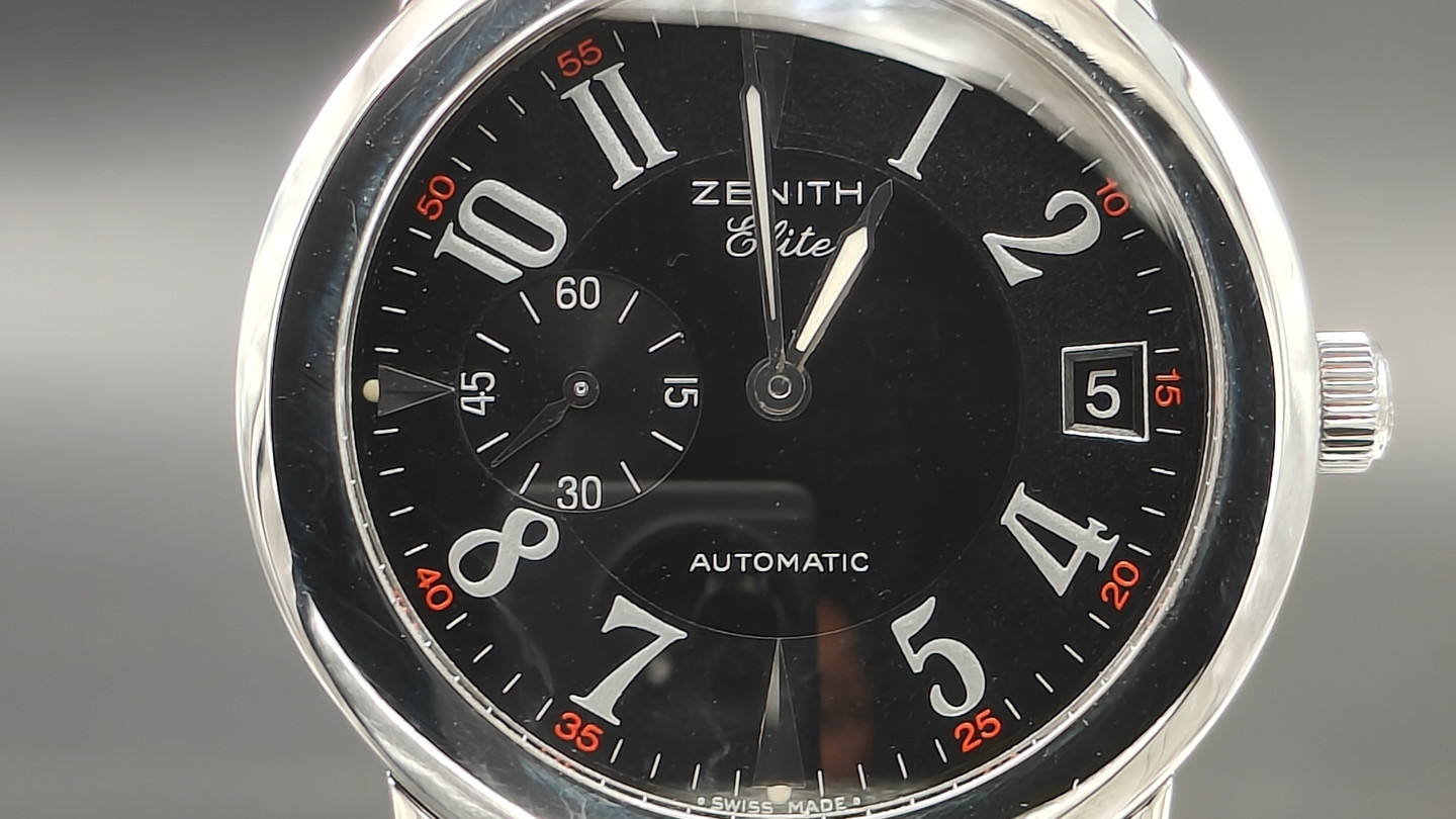 瑞士真力时菁英灰盘机械表，二手正品背透男士休闲必备