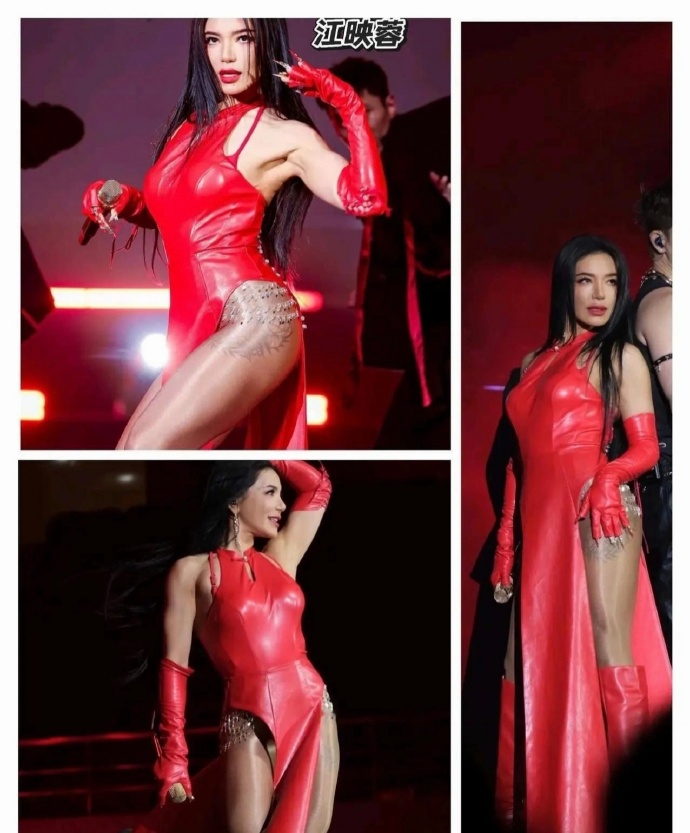 超女江映蓉演唱会上这身造型就已经让人看不懂了，再炫个肌肉，就更让人迷糊了。好好唱