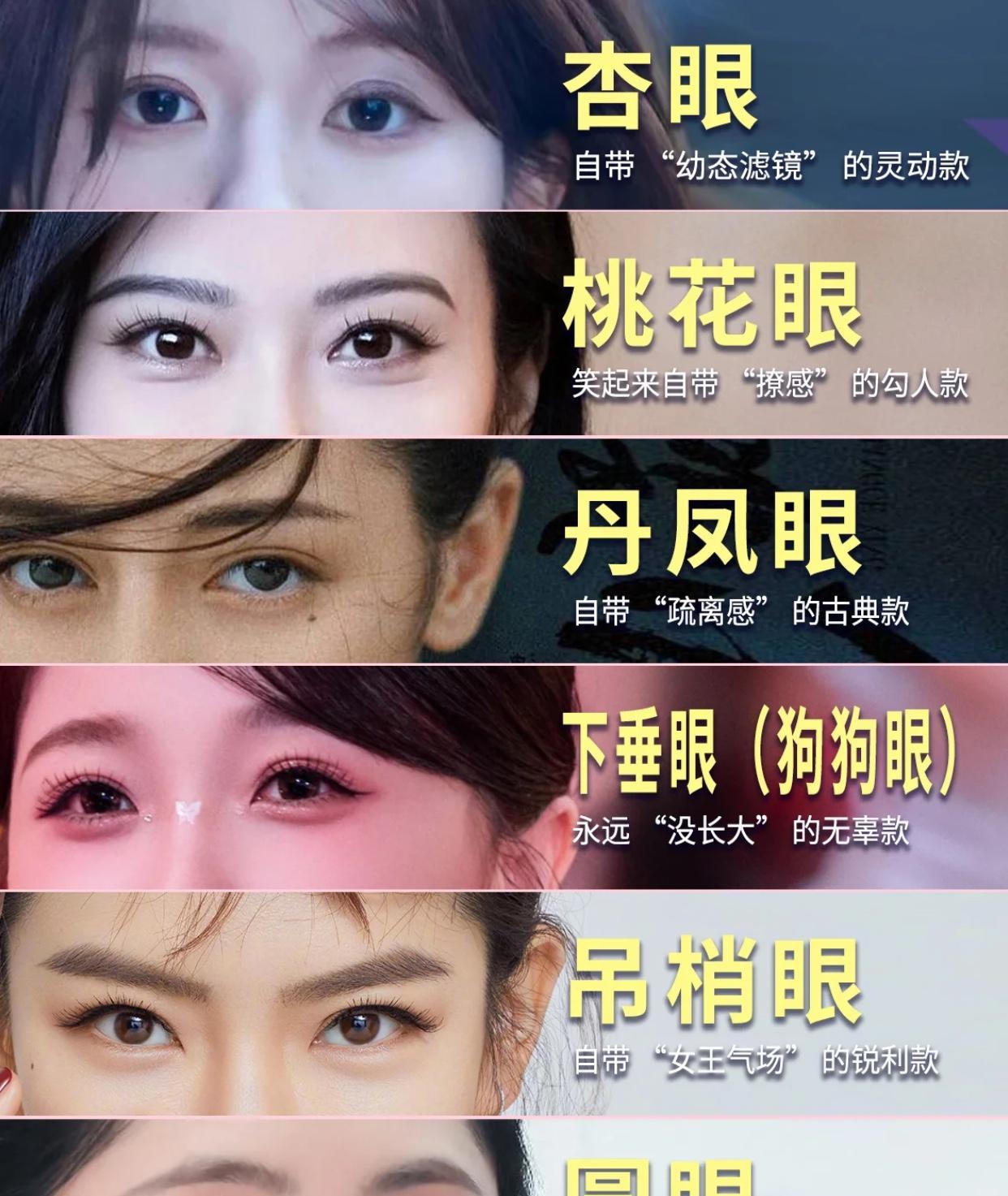怪不得看小说古人动不动就夸美女，
长着一双杏眼或是丹凤眼，
果然花开并蒂各有千秋