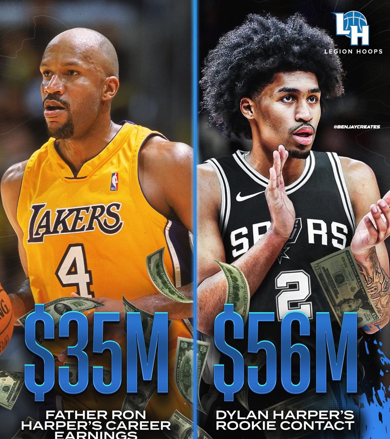 一个很有意思的对比。
前NBA球员罗恩·哈珀是乔丹第2次三连冠时期的重要成员，后
