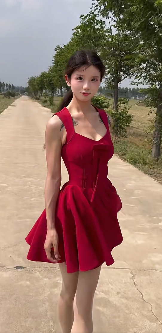 这小红裙子不错，就是这个手有点不对劲呢？