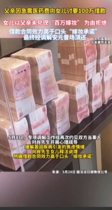 太心寒了！江西，大爷的女儿做生意缺钱，大爷就借给她100万，不料等大爷生病需要交