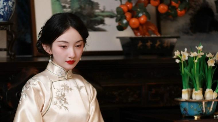 簪花晓梦丨一城风絮丨绣花立领复古民国风倒大袖全开襟旗袍女