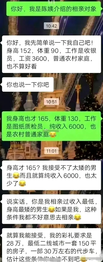 都是出来相亲的，你作为女生为啥要跟我说这个。