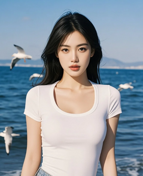 她踩碎浪尖的碎钻时，整片海域都成了她的星河倒影