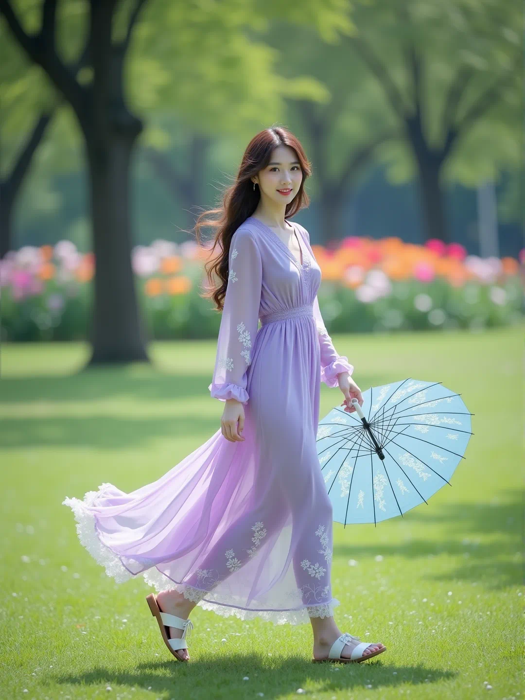 阳光把发丝染成金线 ……