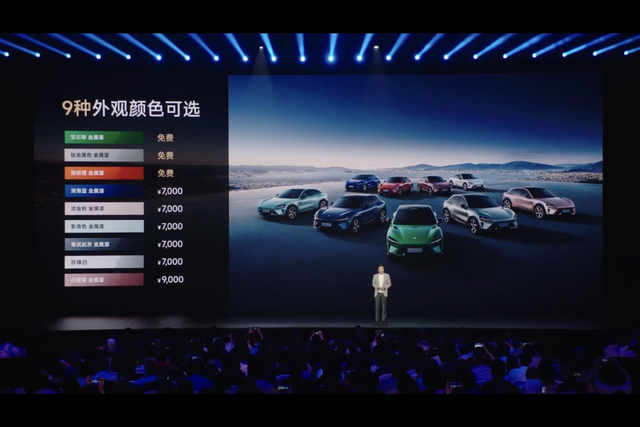 YU7有9种颜色，4种类似的颜色
整体丰富度很不错，个人最喜欢绿色和白色，还有钛