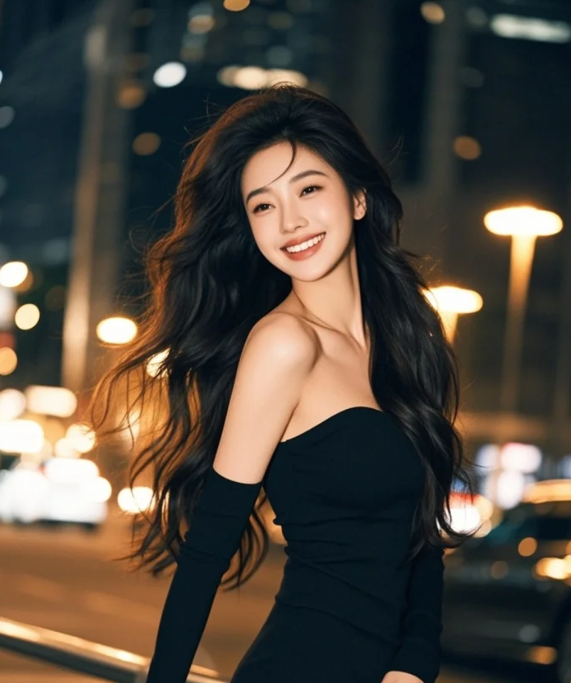 夜色掩不住她的光，连风都为她停下脚步