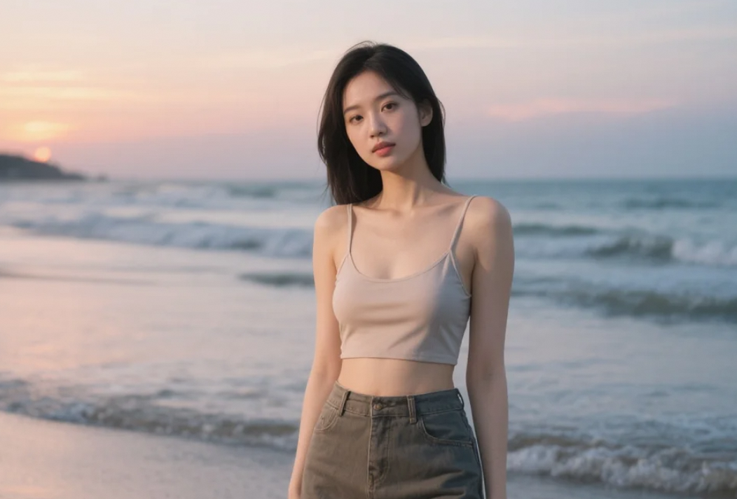她在海边的一抹微笑，是这个夏天最甜的记忆