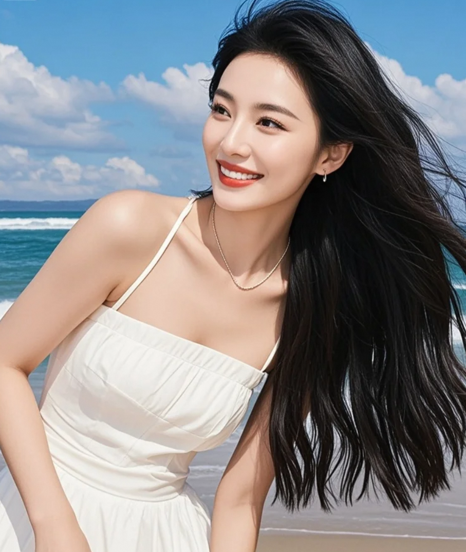 海天之间，一袭白裙是唯一的圣洁