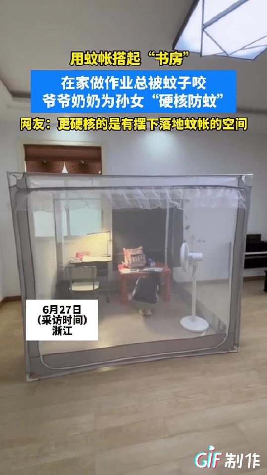 这爷爷奶奶太聪明了！浙江一小女孩做作业的时候经常被蚊子咬，搞得她无法专心学习，于