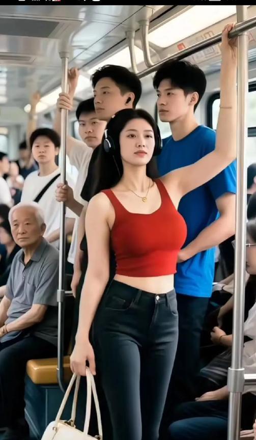 某市，地铁在钢铁隧道里穿梭，冷气裹着人群的呼吸在密闭空间流转。红衣女子如跳动的火