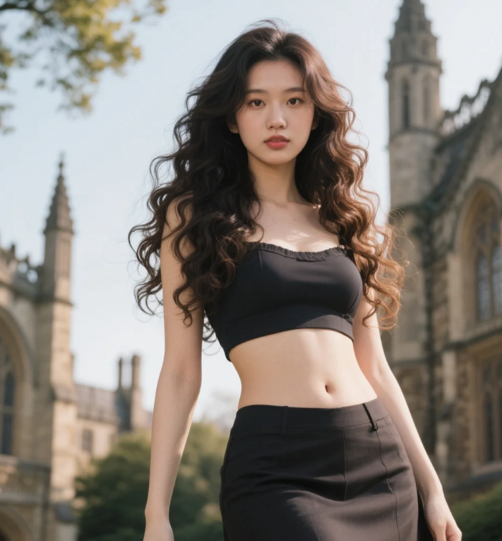 阳光明媚，少女如花般绽放在美景之中