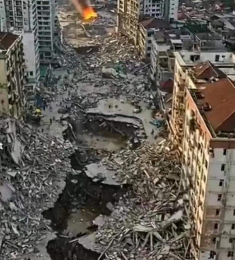 缅甸地震道路损毁严重救援难
我的天，缅甸地震这路塌得也太吓人了！简直像被怪兽啃了
