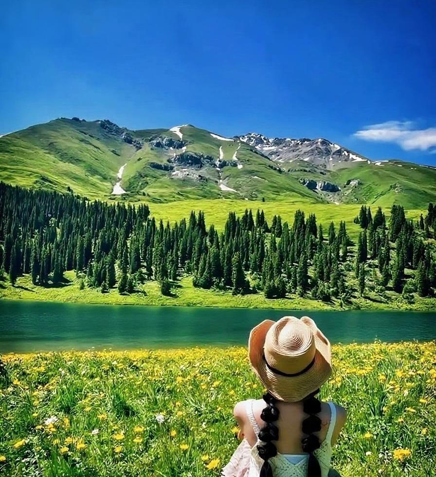 在这片山野，把灵魂还给自由
当我坐在开满小花的草甸，背后是扎着双麻花辫的自己，眼