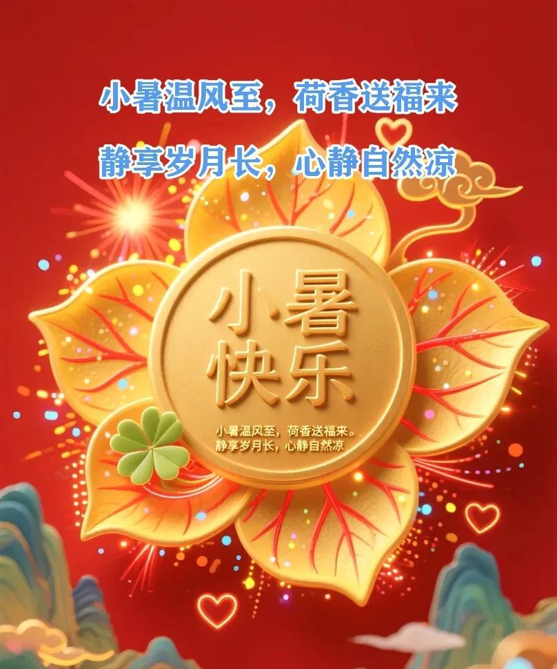 小暑安康，岁月静好
所愿皆成，喜乐常伴
小暑祝福藏头诗
[心][心]
小 径幽深
