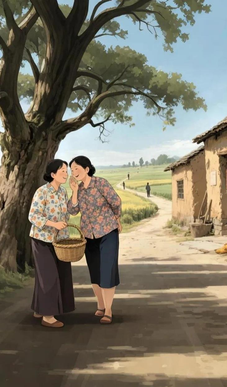 李阿婆张阿婶儿，
槐树底下拉家常儿，
东家丢了羊，西家丢了鹅。
杨家生了男，高家