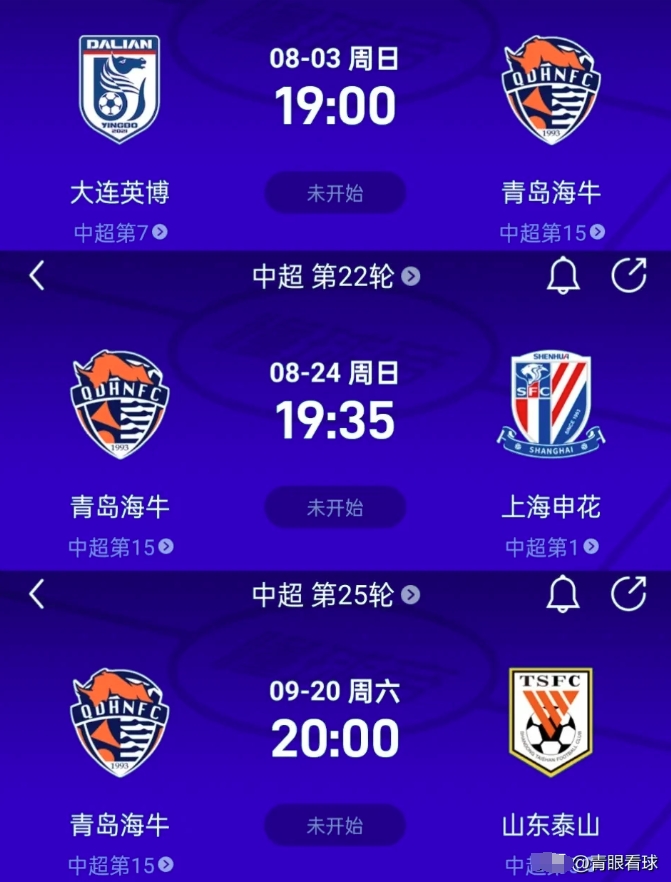 还有3支球队是青岛海牛的好朋友
