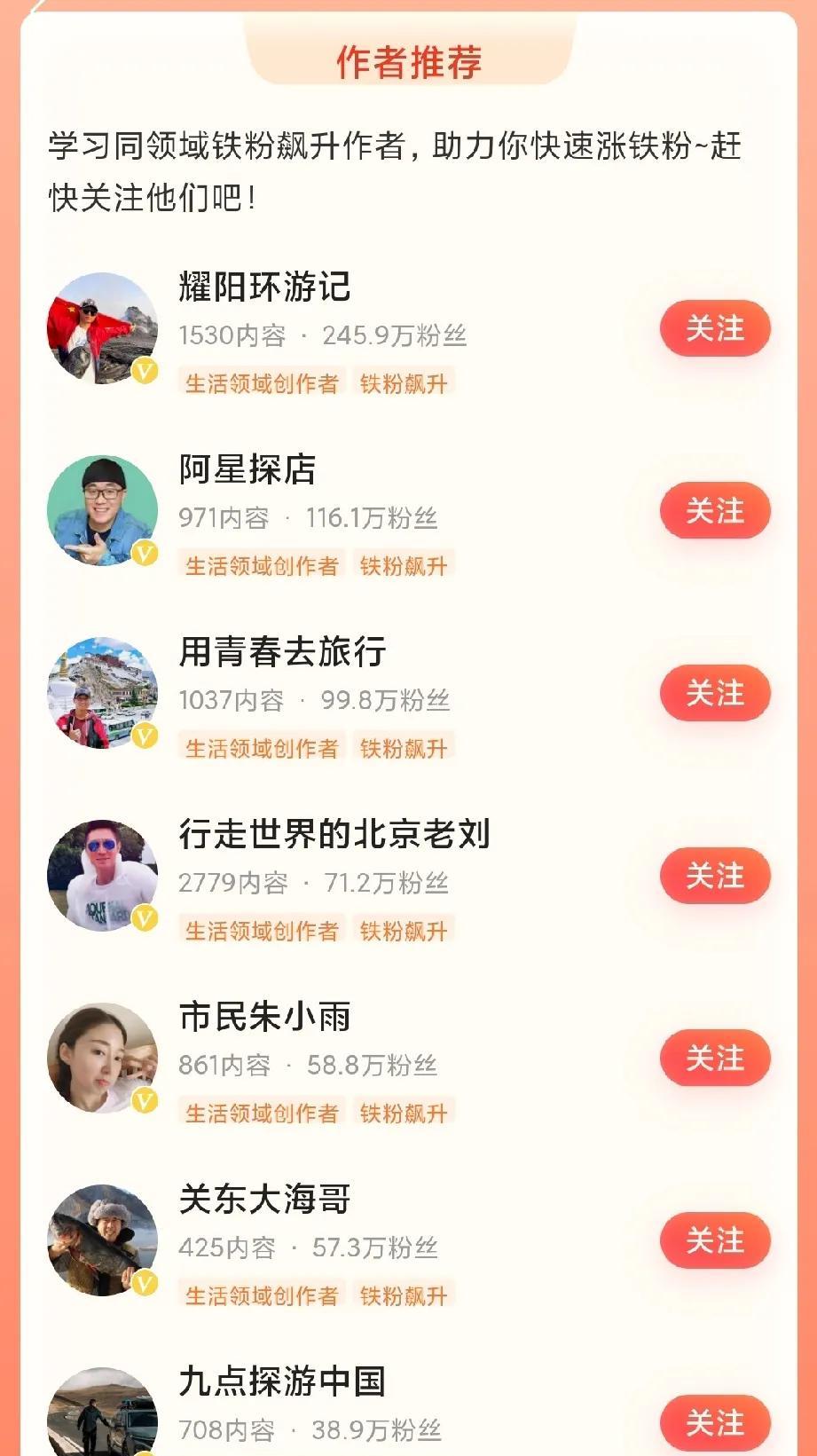有一点非常对，这些人的粉丝都很多，我自愧不如，差的太多。
还有一点更有意思，就是