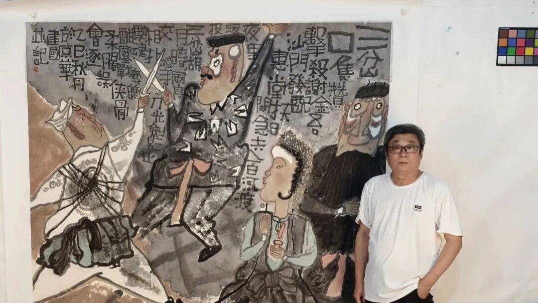 墨色里的乌龙局: 郭建国水墨画《三岔口》的幽默与温情