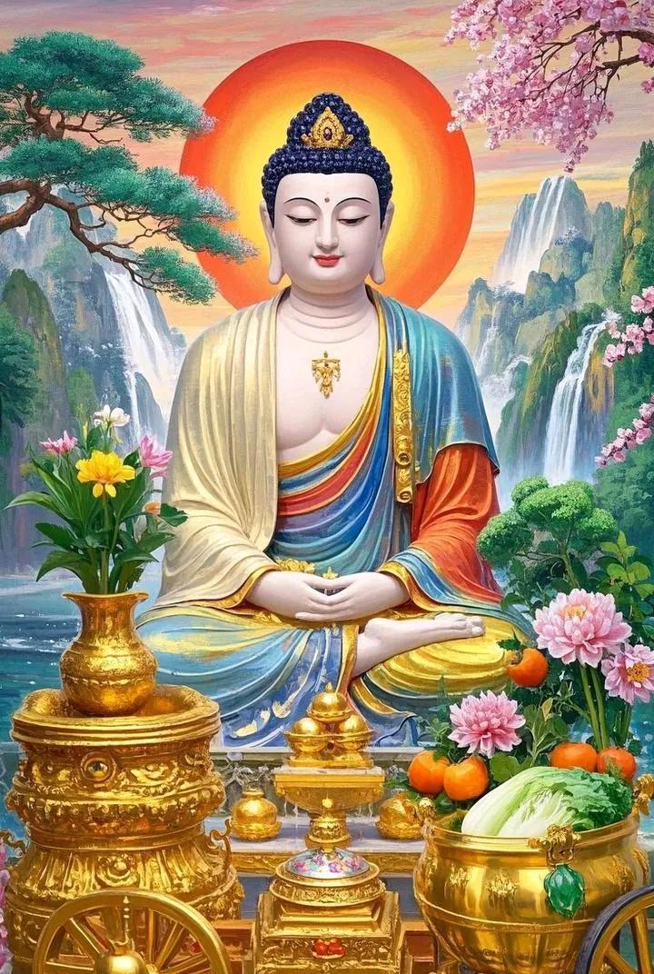 佛祖慈悲坐莲坛。心怀敬畏来祈愿！
一愿长辈身康健，岁月温柔无病缠。衣食无忧常喜乐