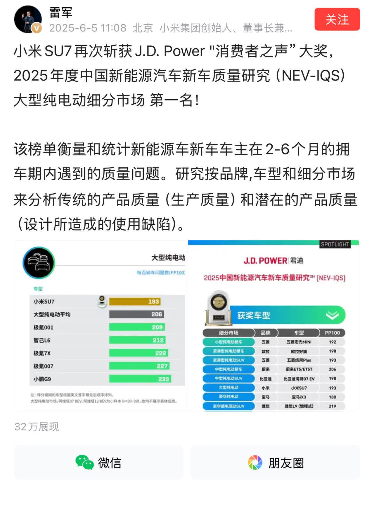 小米确实获得了大奖，但是看起来很多人不服。

雷军6月5日发布信息称，小米S