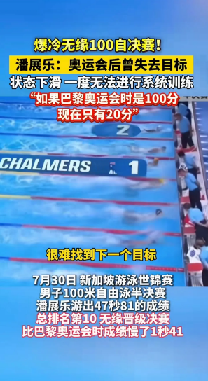 

潘展乐成绩下滑的原因找到了，根本原因就是他拿到奥运会金牌之后，整个人非常迷茫