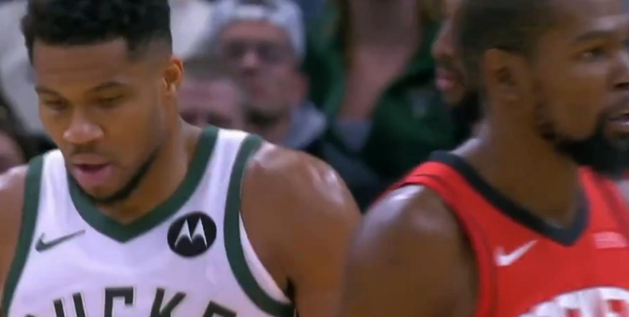 杜兰特的单打和谢泼德挺身而出拯救了火箭，字母哥的罚球还是不靠谱。
休斯顿火箭客场