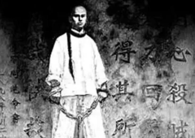 1898年，谭嗣同被慈禧关押在监狱中，妻子李闰买通狱卒终于看到了谭嗣同，李闰哭喊
