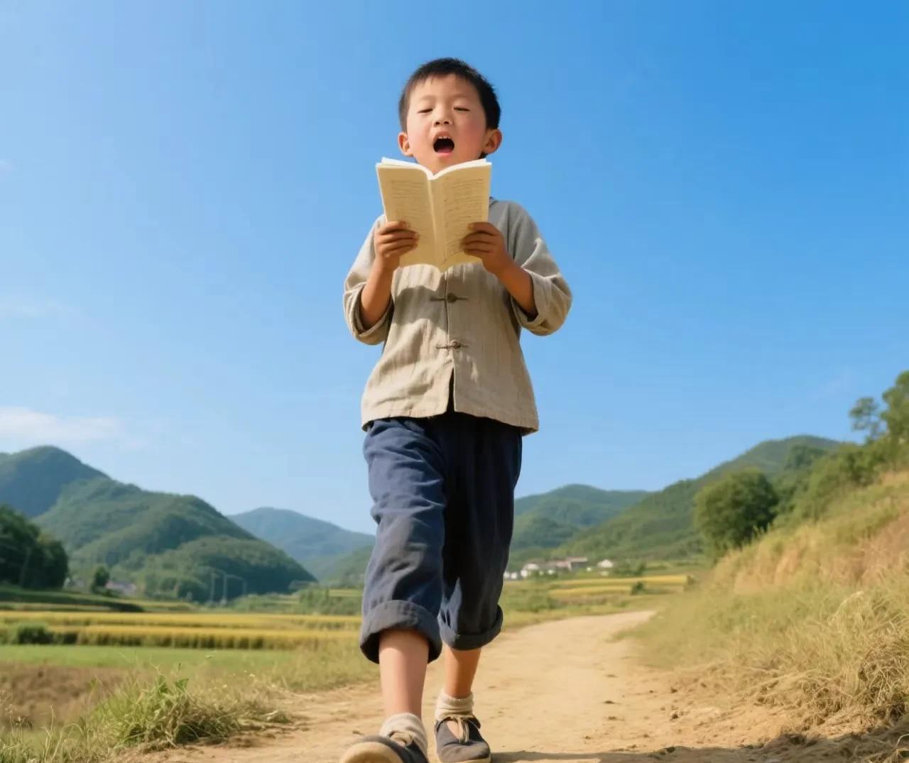 边走路边背书的孩子，你见过吗？我可是头一回见呢！
下班回来的路上，正好能碰见家附