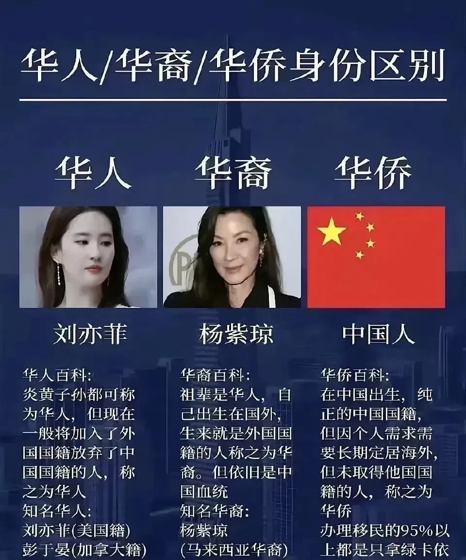 华人华侨华裔的区别











到底谁是中国人？汤唯、刘亦菲、杨紫琼，
