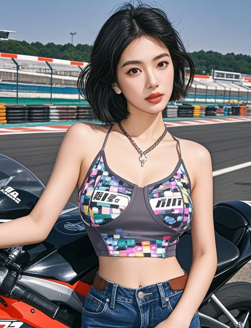 《哥特风少妇现身赛道，神秘魅惑如暗夜幽兰》