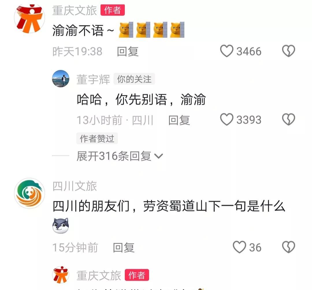 昨天渝渝整活，今天董宇辉跑去留言，你先别语，渝渝，没想到阿川立马赶来。
阿川说，