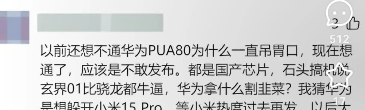 华为害怕小米？华为Pura80推迟发布是为了避小米风头？
有人说华为Pura8