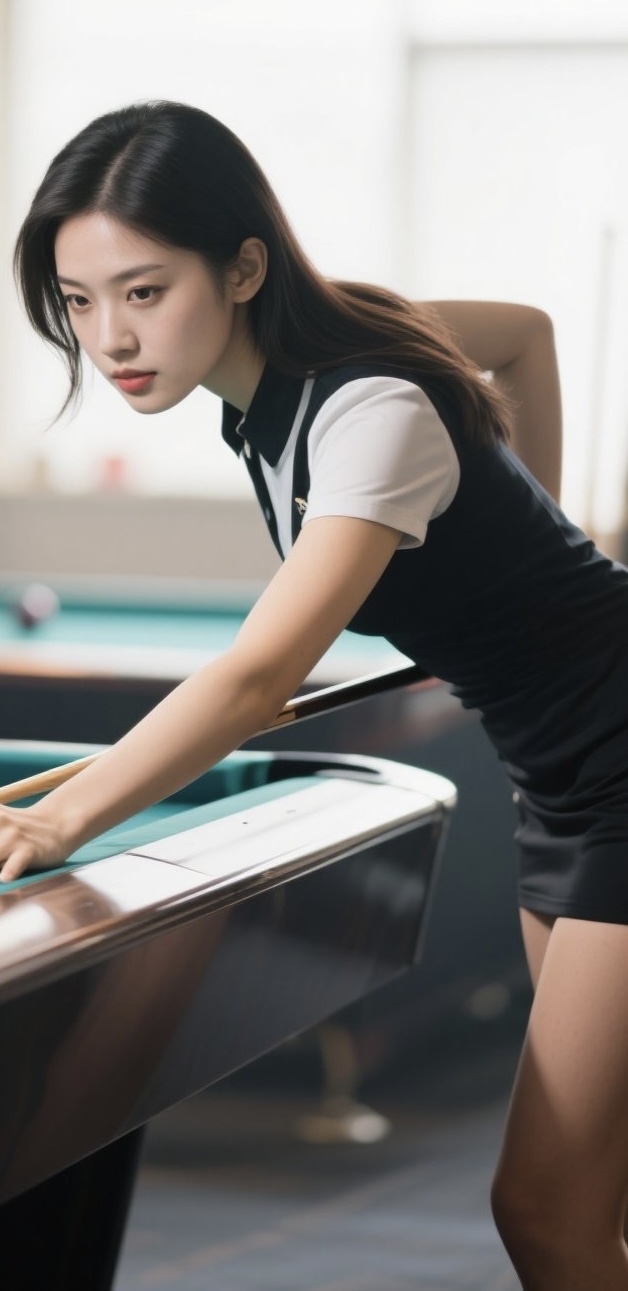 少妇台球显身手，杆起杆落皆风情