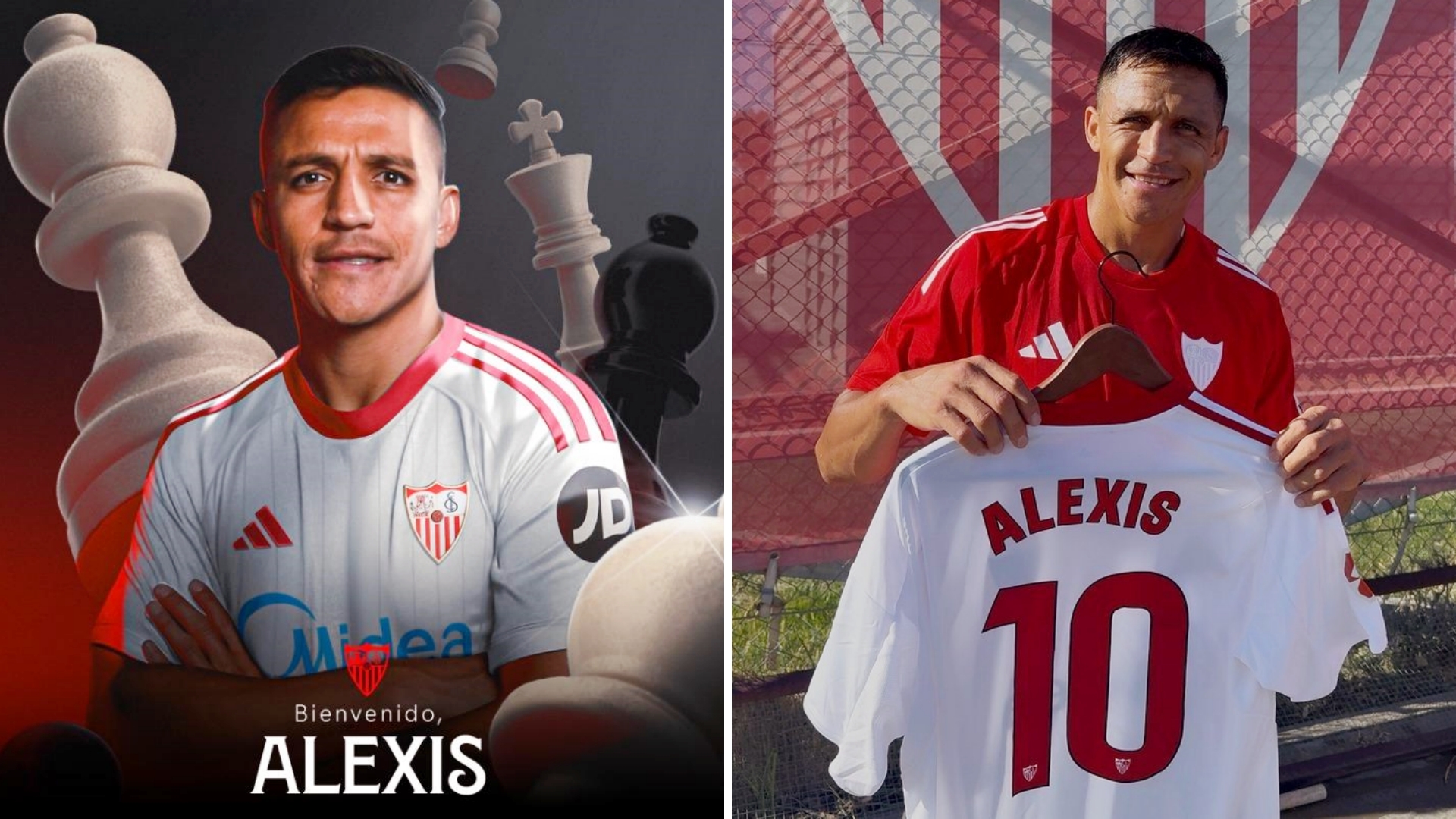 塞维利亚官方宣布，与36岁的智利前锋桑切斯签约1年，球员将身穿10号球衣。
桑切