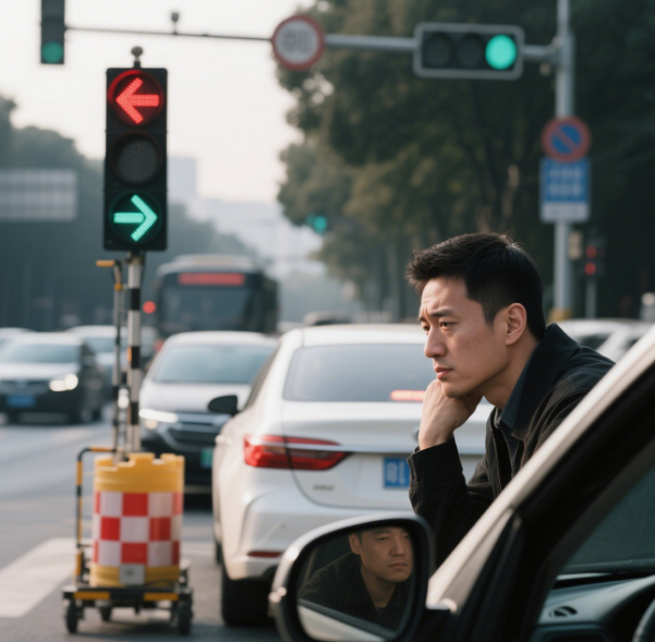 开车遇到移动式红绿灯，左转到底该咋走？