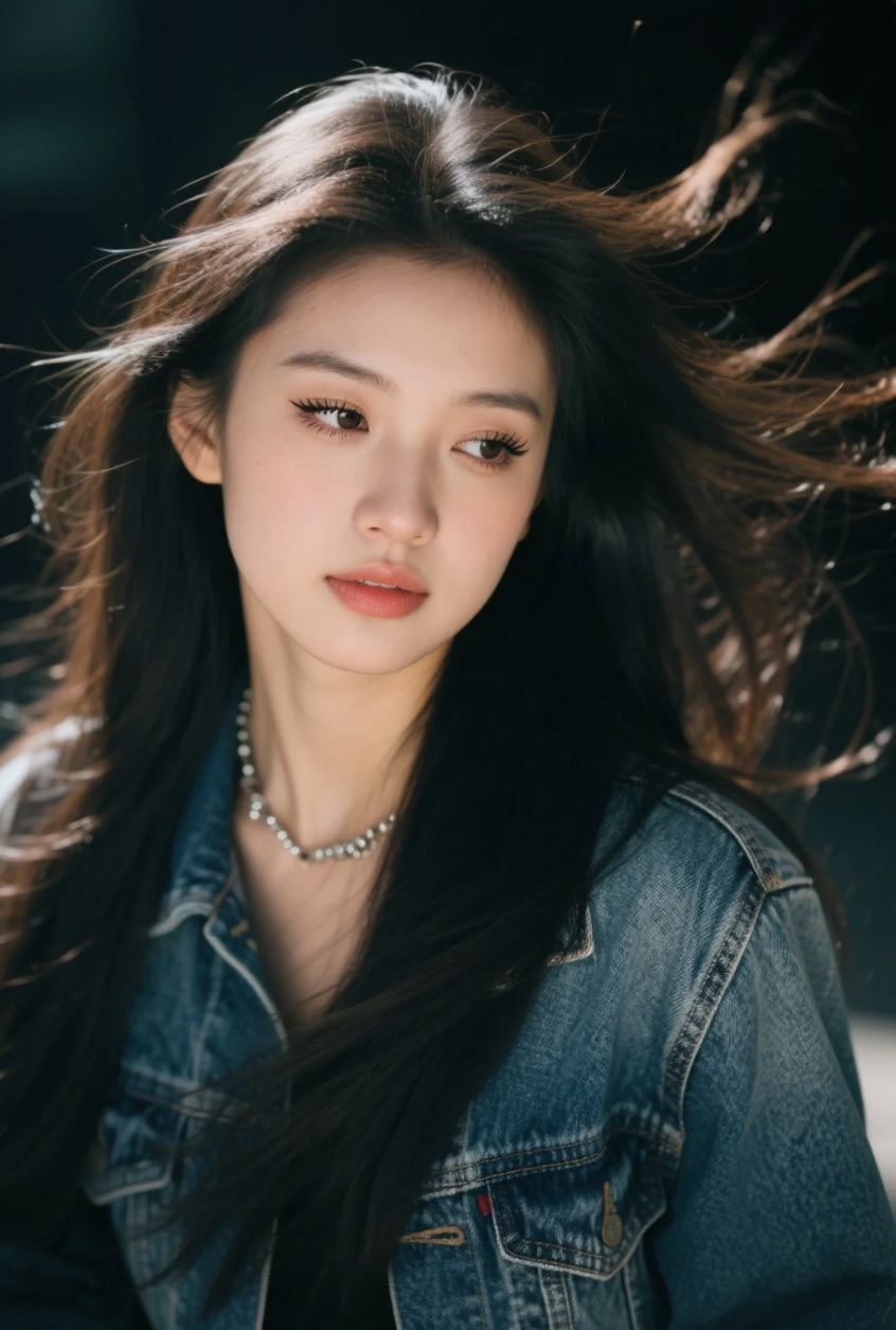 当风吹乱了头发，她美得更自然了
